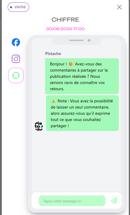 Interface de commentaire sur un post