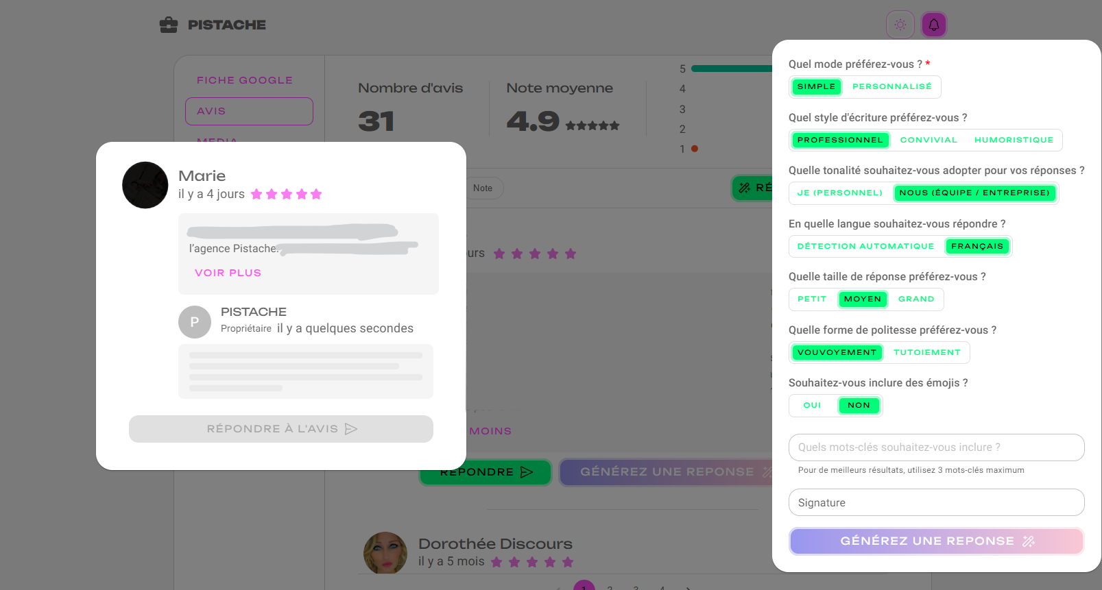 Générer une réponse